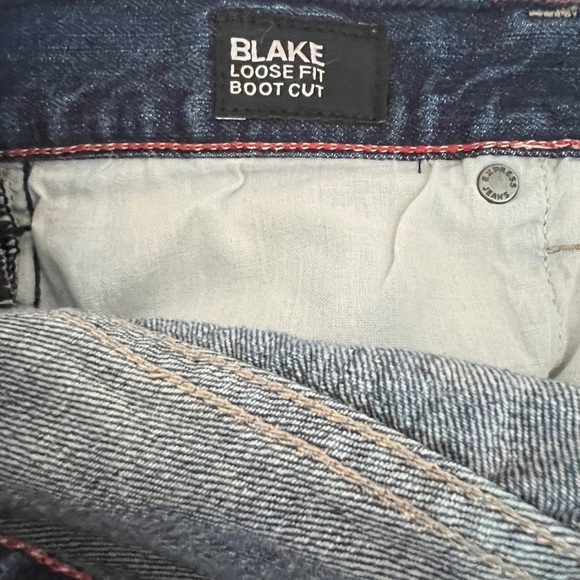 Express Blake Loose Fit Boot Cut blue Jeans - Picture 5 of 6